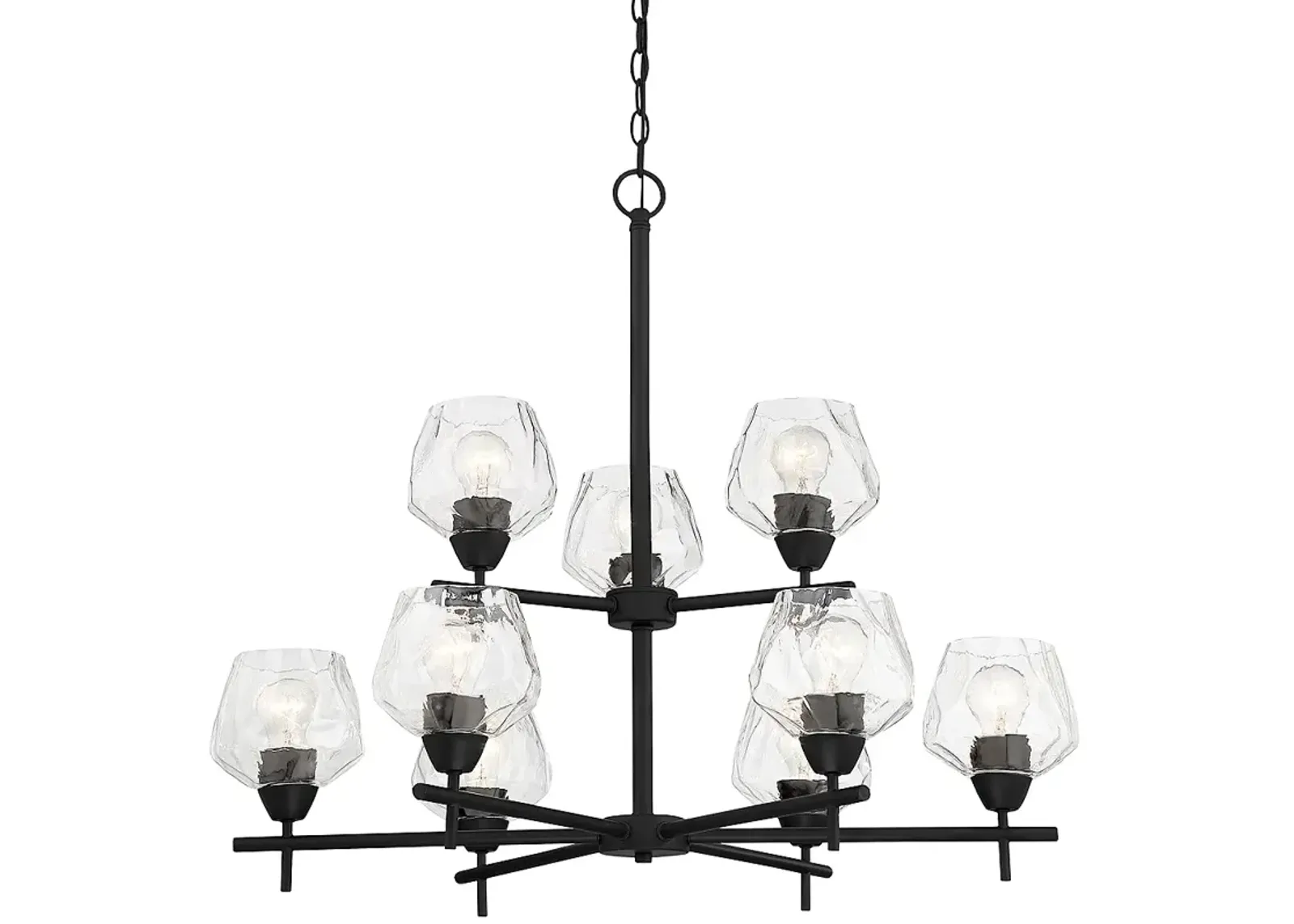 Minka Camrin 31" Wide 9-Light Black and Clear Glass Tiered Chandelier