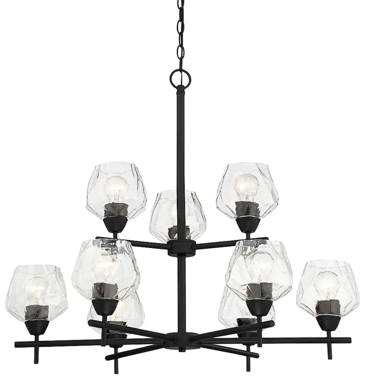 Minka Camrin 31" Wide 9-Light Black and Clear Glass Tiered Chandelier