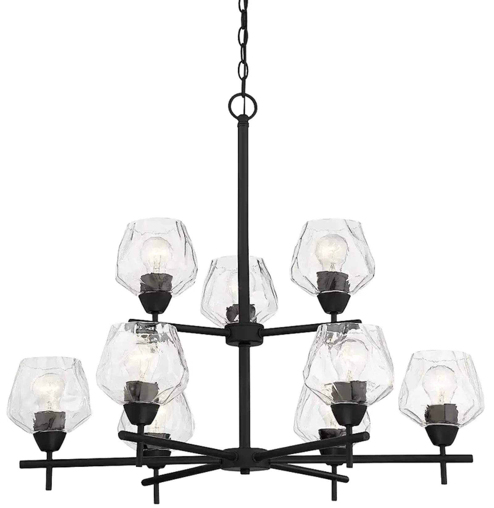 Minka Camrin 31" Wide 9-Light Black and Clear Glass Tiered Chandelier