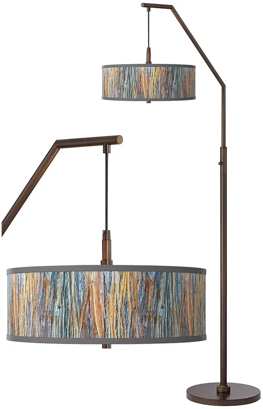 Giclee Glow Striking Bark 71 1/2" Bronze Downbridge Arc Floor Lamp