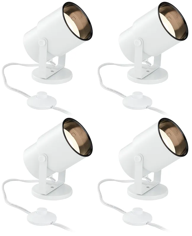 Studio 8"H White Adjustable Plug-in Accent Uplights Set of 4