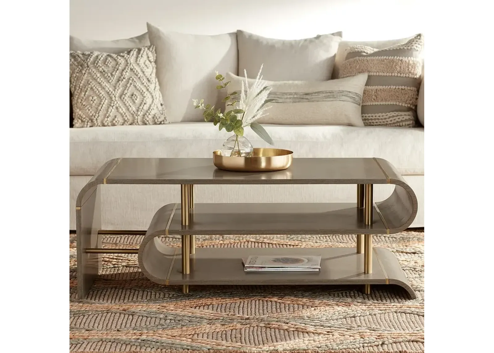 Lucie 48" Wide Grey Coffee Table