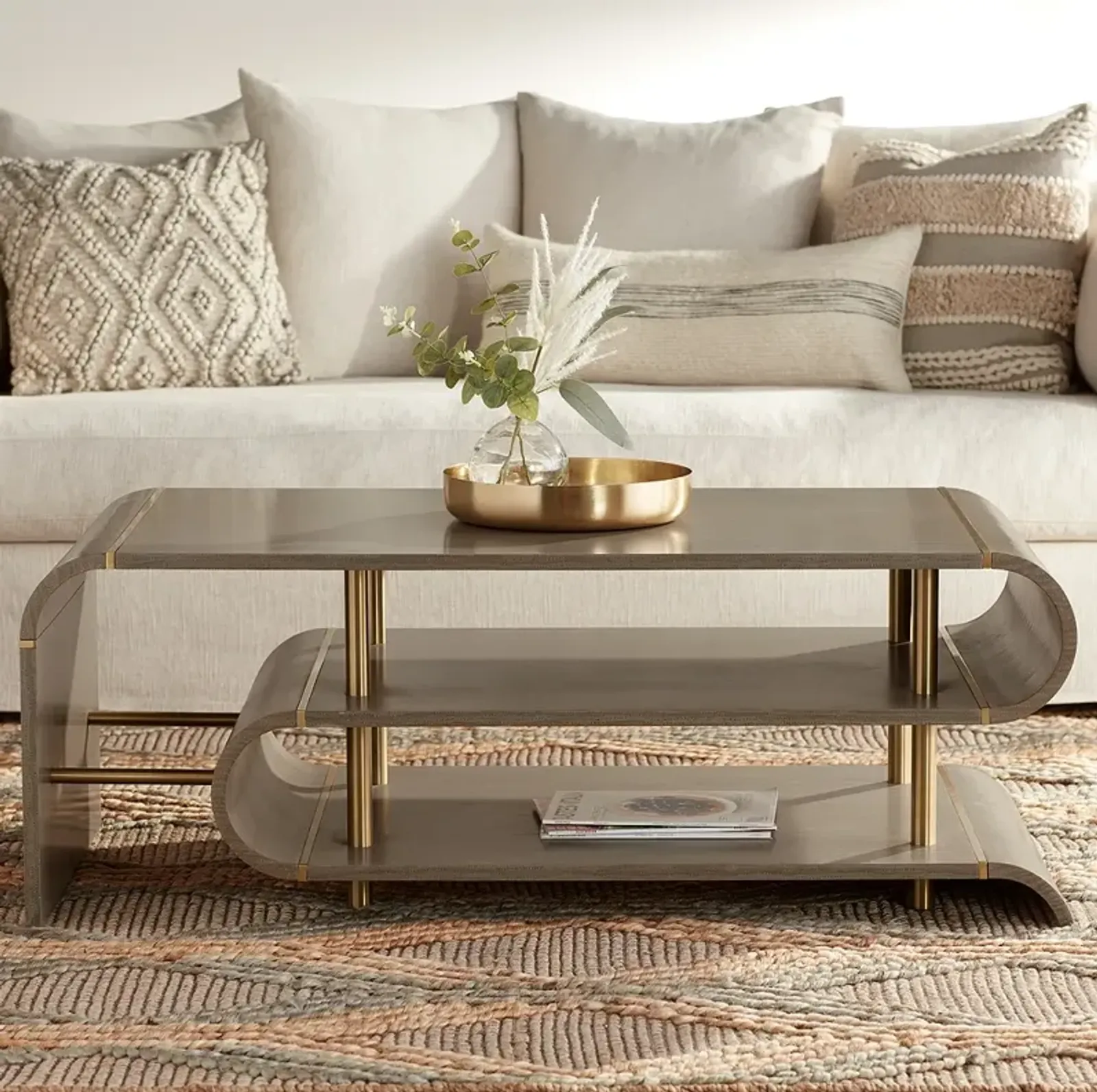 Lucie 48" Wide Grey Coffee Table