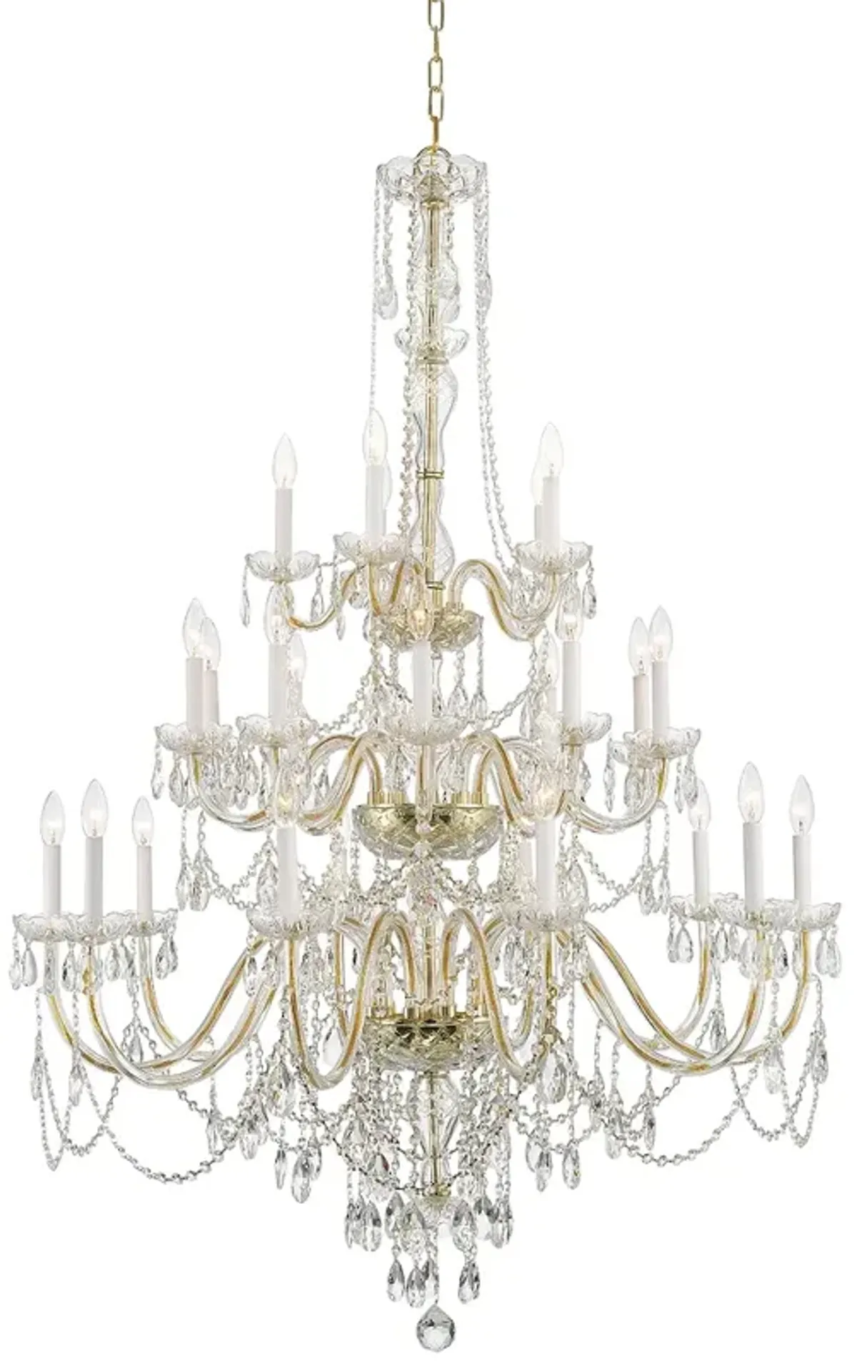 Traditional Crystal 25 Light Polished Brass Chandelier