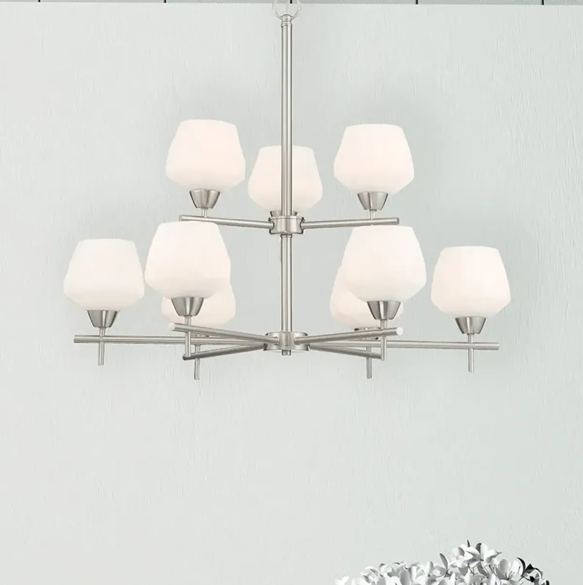 Camrin 31" Wide Brushed Nickel 9-Light Tiered Chandelier