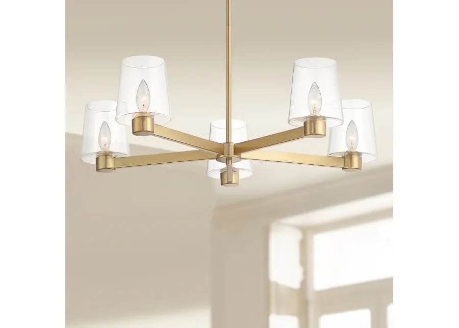 Possini Euro Costa Mesa 27 1/4" Wide 5-Light Glass and Gold Chandelier