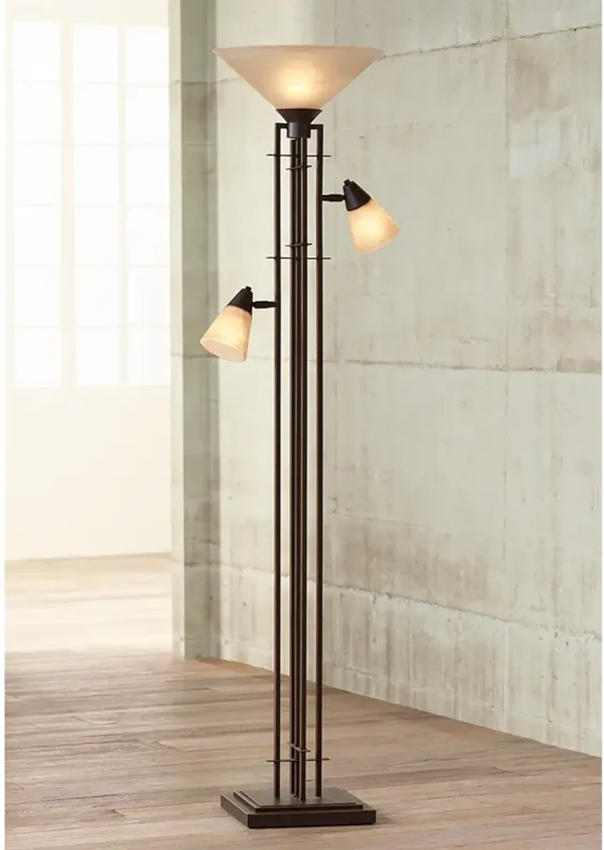 Franklin Iron Metro 71" 3-in-1 Torchiere Floor Lamp with Side Lights