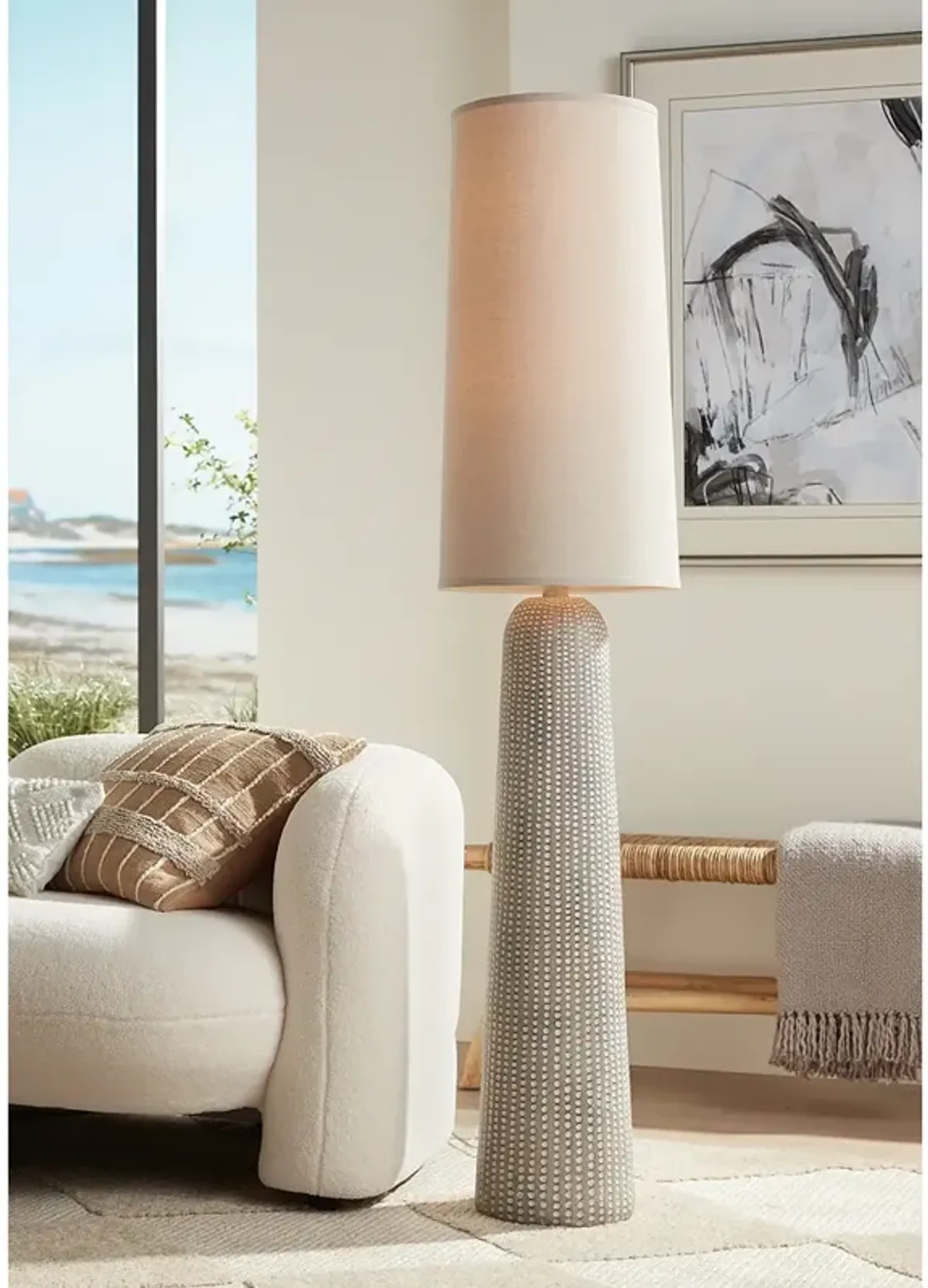 Regency Hill Leisa 65 1/2" Sand Finish Modern Floor Lamp
