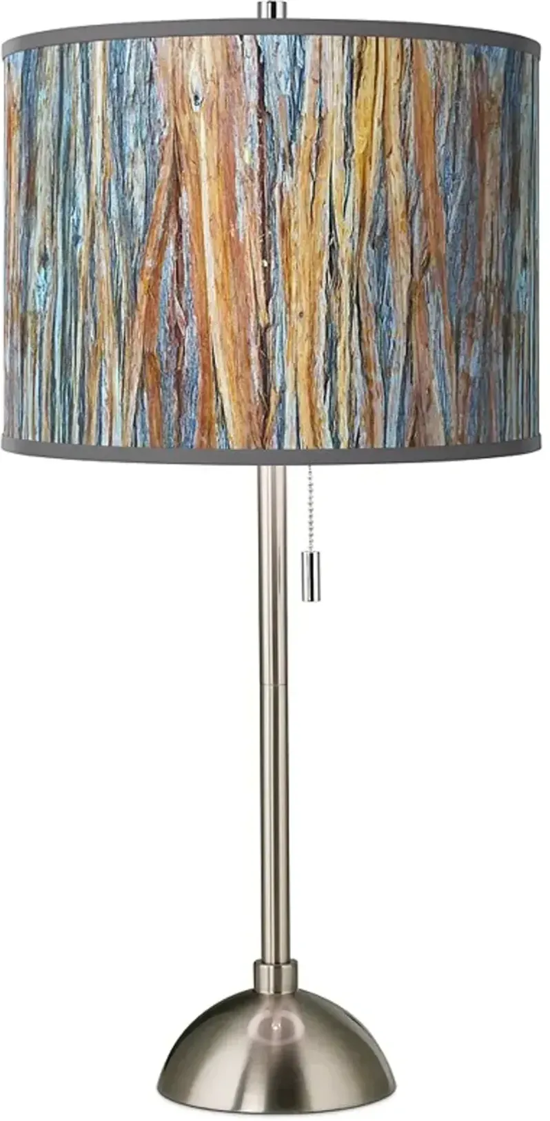 Giclee Glow 28" Striking Bark Shade Brushed Nickel Modern Table Lamp