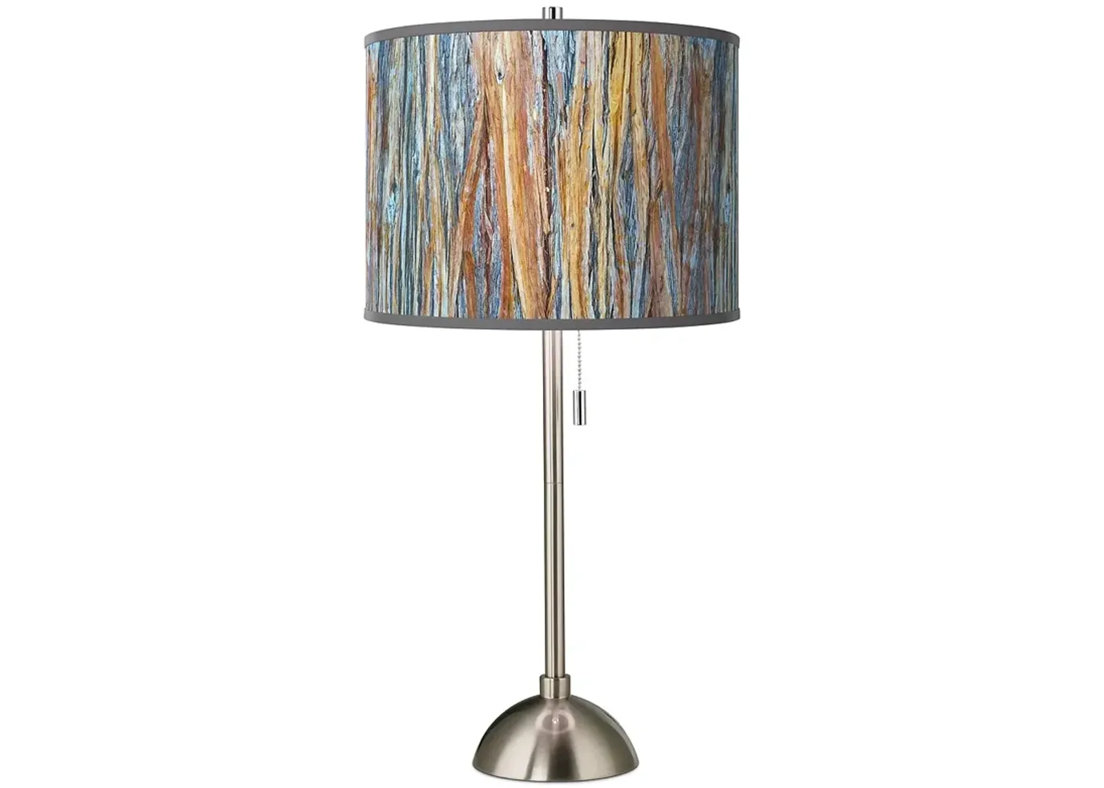 Giclee Glow 28" Striking Bark Shade Brushed Nickel Modern Table Lamp