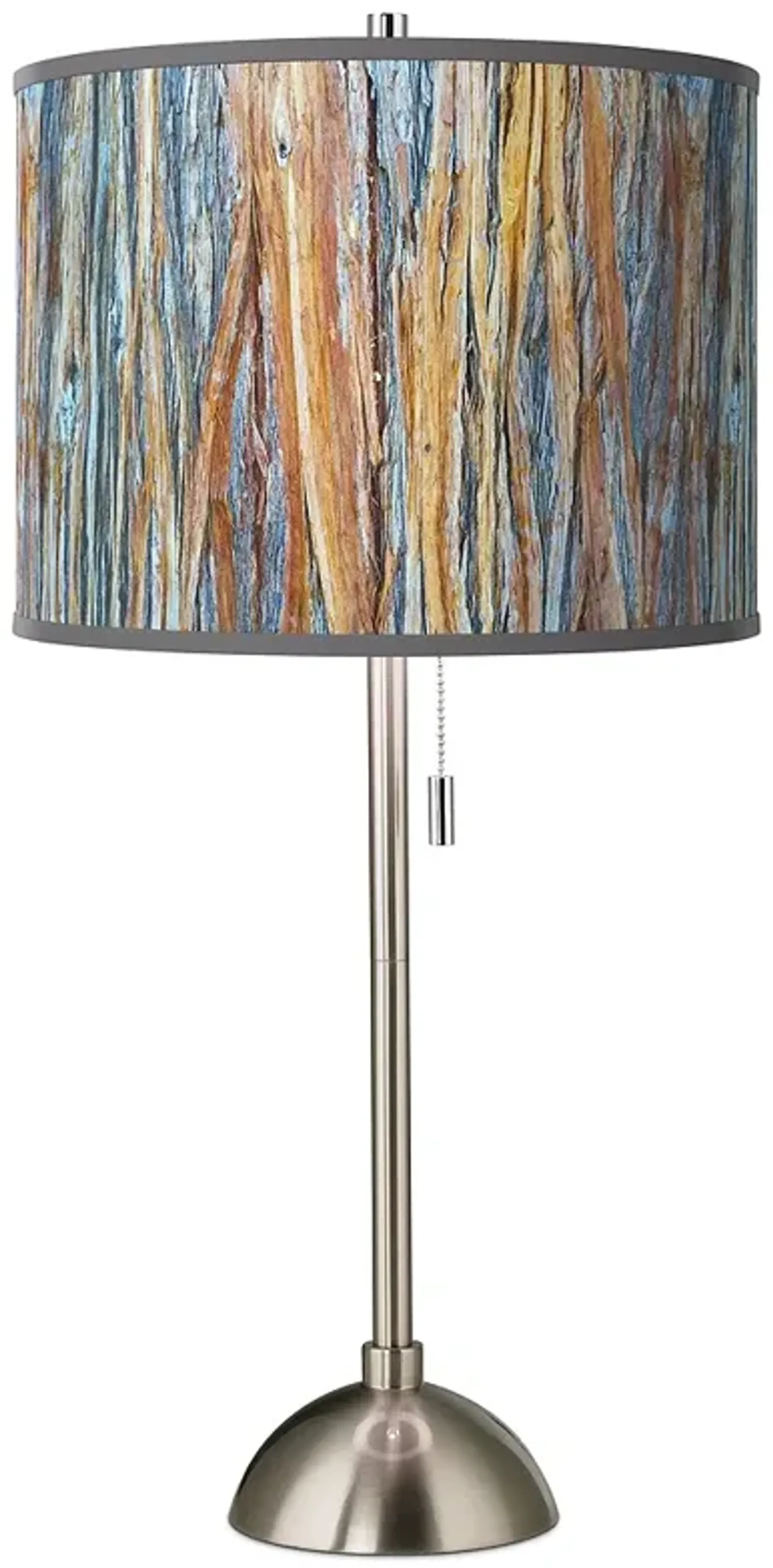 Giclee Glow 28" Striking Bark Shade Brushed Nickel Modern Table Lamp