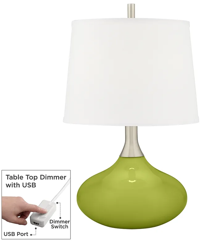 Color Plus Felix 24" Parakeet Green Modern Lamp with USB Dimmer