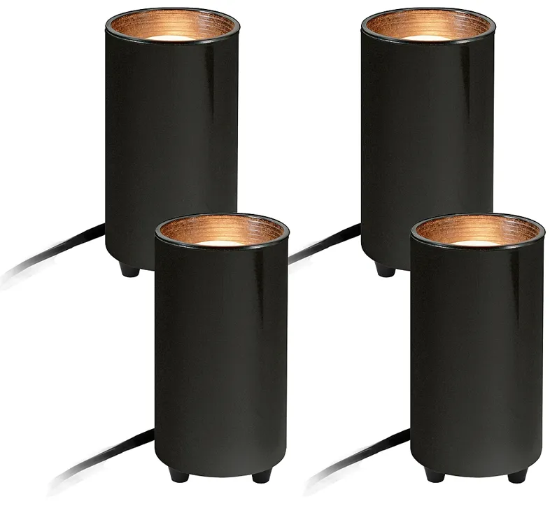 Upland 6 1/2"H Black Can Plug-in Accent Uplights Set of 4