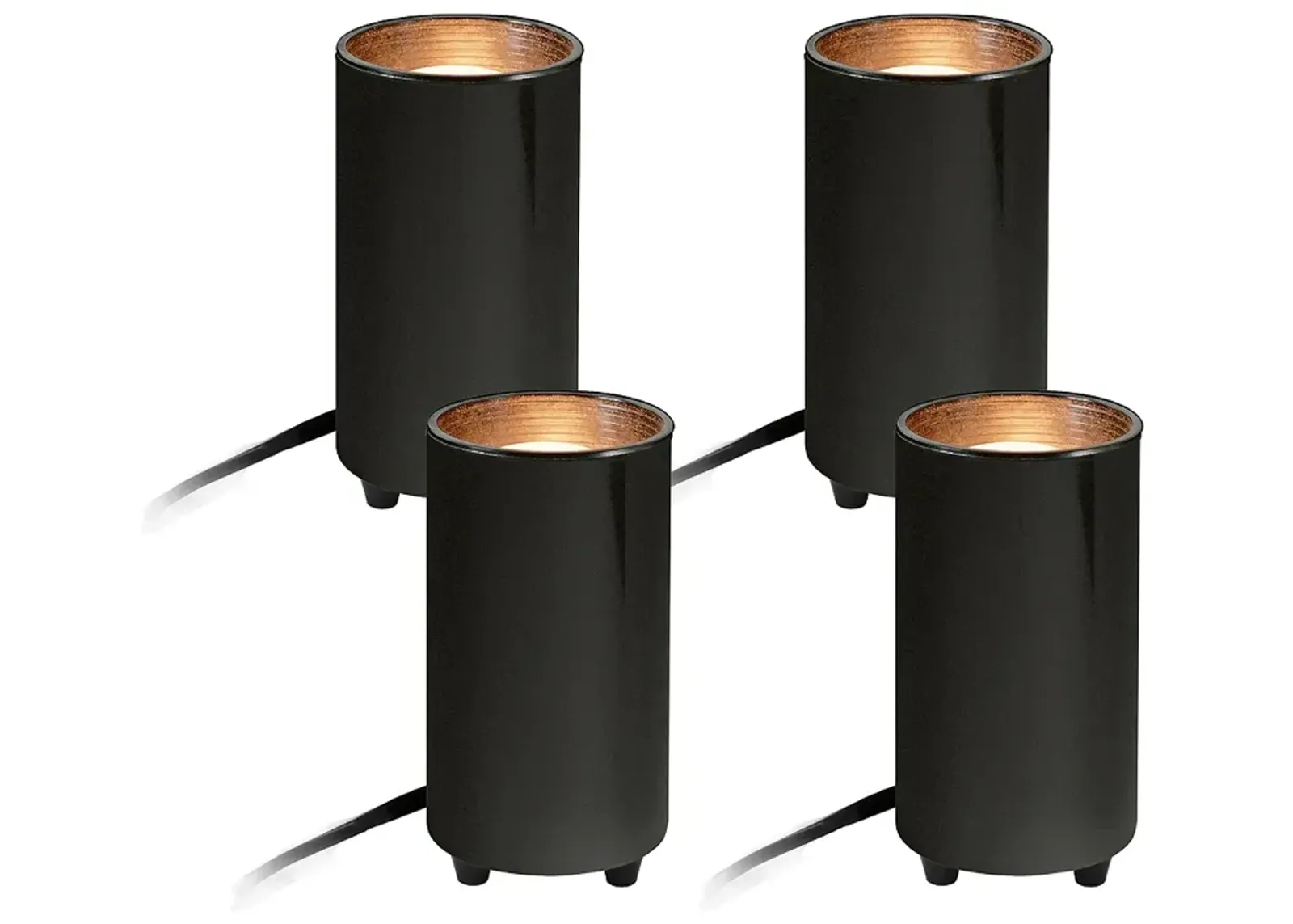 Upland 6 1/2"H Black Can Plug-in Accent Uplights Set of 4