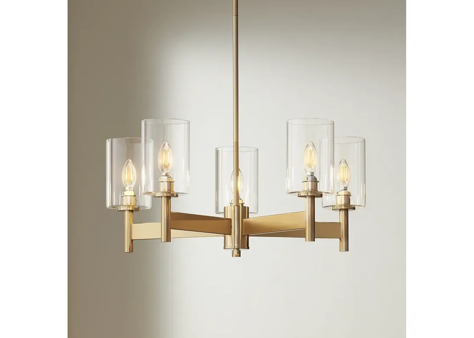 Possini Euro Lantico 24 1/2" Wide 5-Light Glass and Gold Chandelier