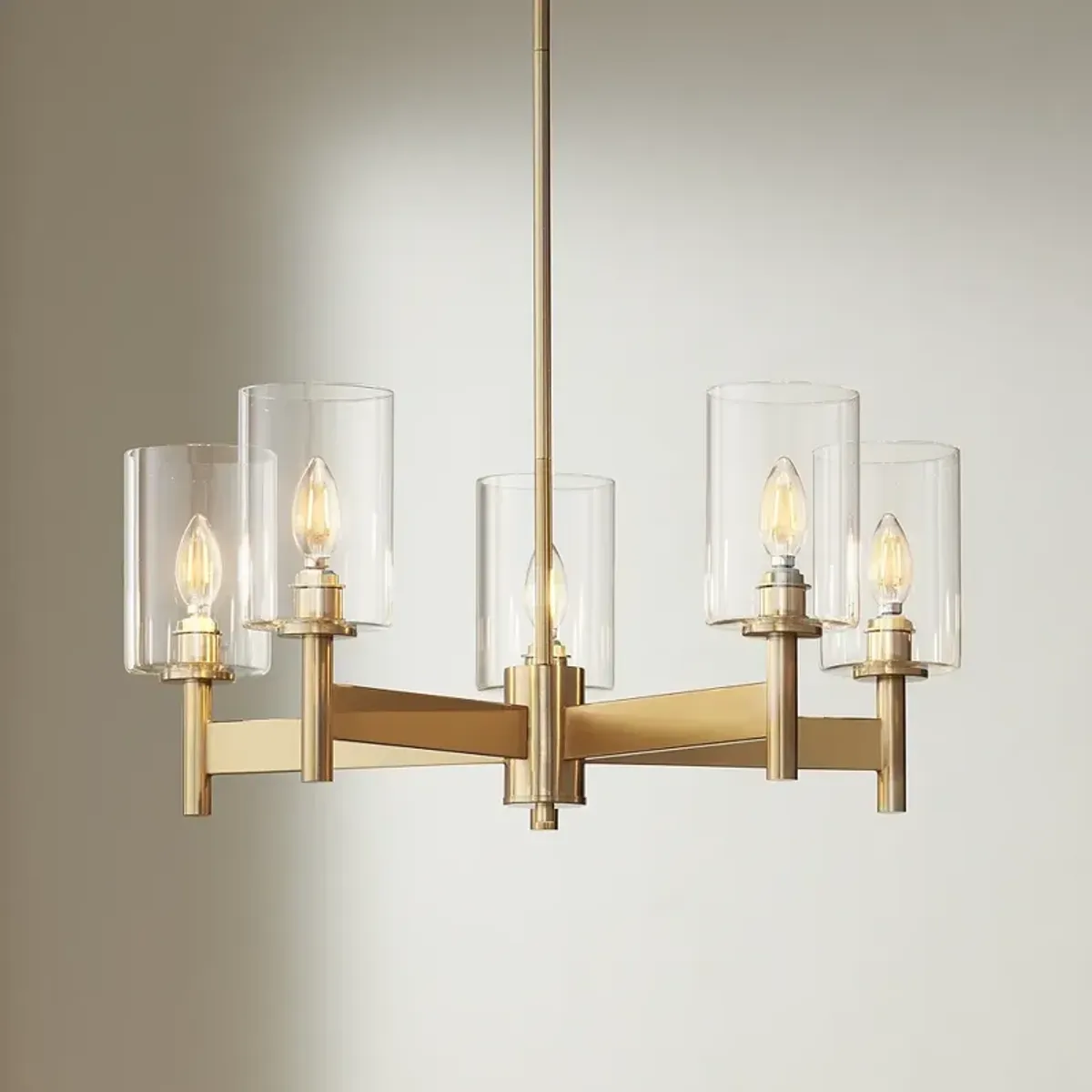 Possini Euro Lantico 24 1/2" Wide 5-Light Glass and Gold Chandelier