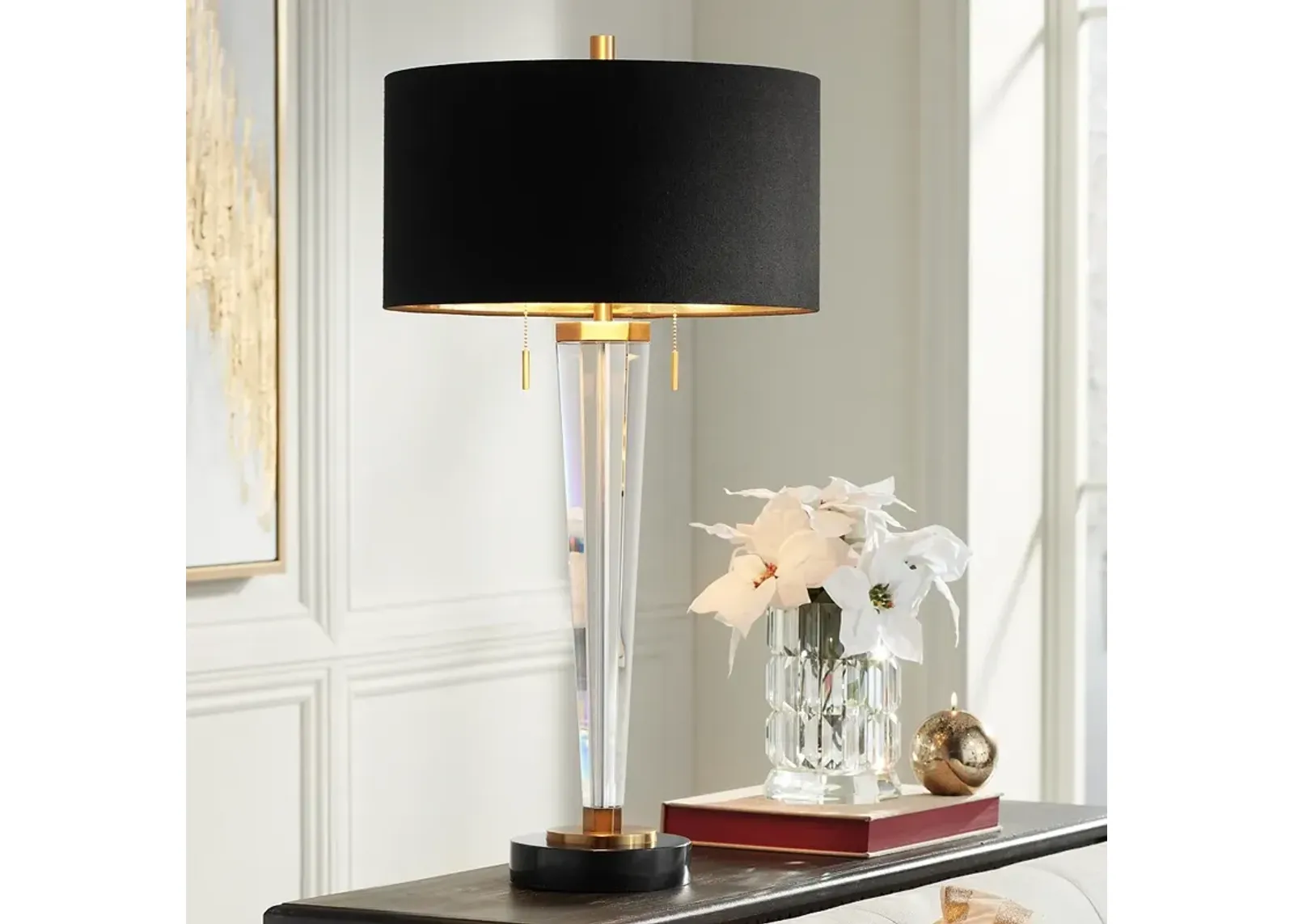 Vienna Full Spectrum Belle 33 1/4" Marble and Crystal Table Lamp