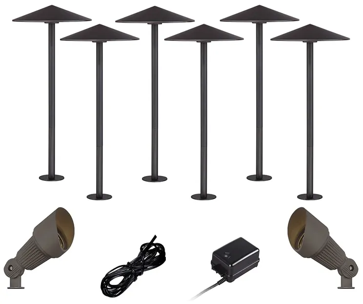 Kobe Bronze 10-Piece LED Landscape Path and Spot Light Set