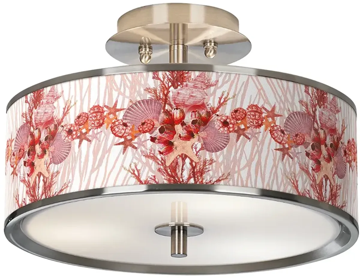 Corallium Nickel 14" Wide Ceiling Light