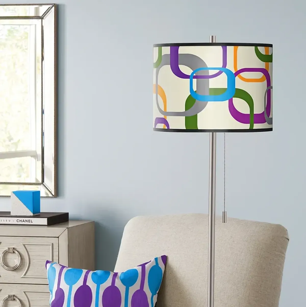 Giclee Glow 62" High Retro Square Scramble Shade Modern Floor Lamp