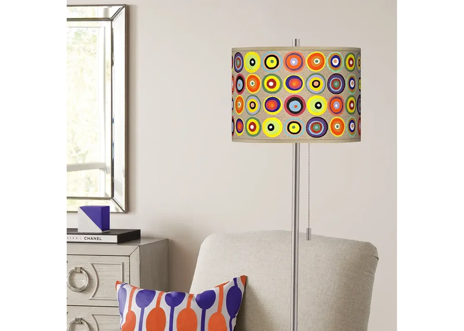 Giclee Glow 62" Marbles in the Park Shade Brushed Nickel Floor Lamp