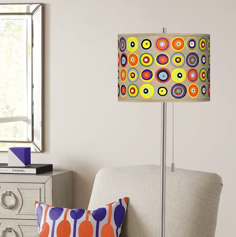 Giclee Glow 62" Marbles in the Park Shade Brushed Nickel Floor Lamp