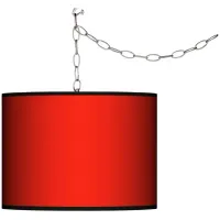 All Red Giclee Swag Style 13 1/2" Wide Plug-In Chandelier