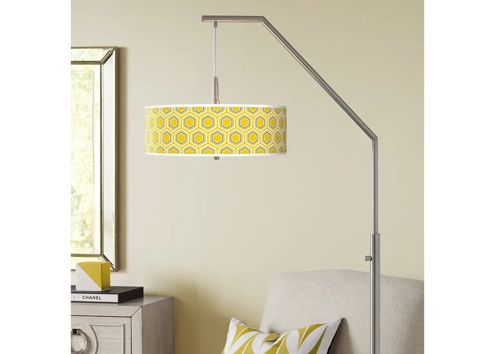 Honeycomb Giclee Shade Arc Floor Lamp