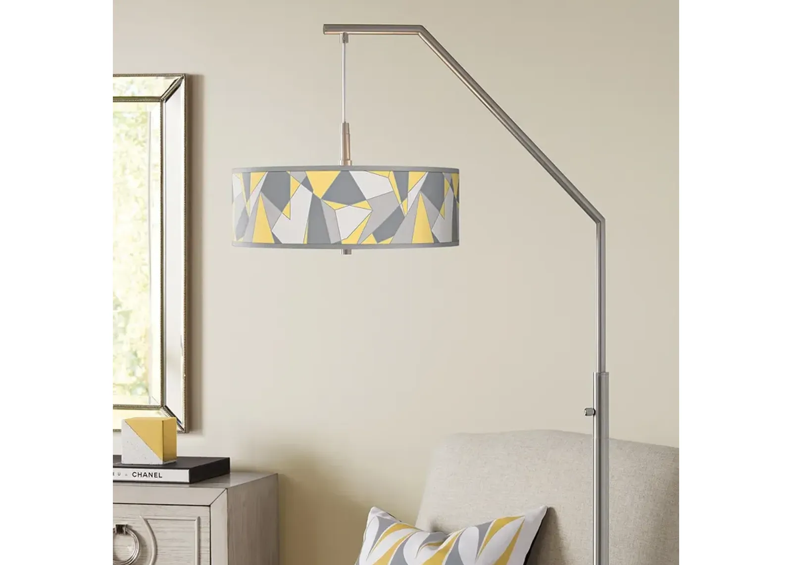 Modern Mosaic II Giclee Shade Arc Floor Lamp