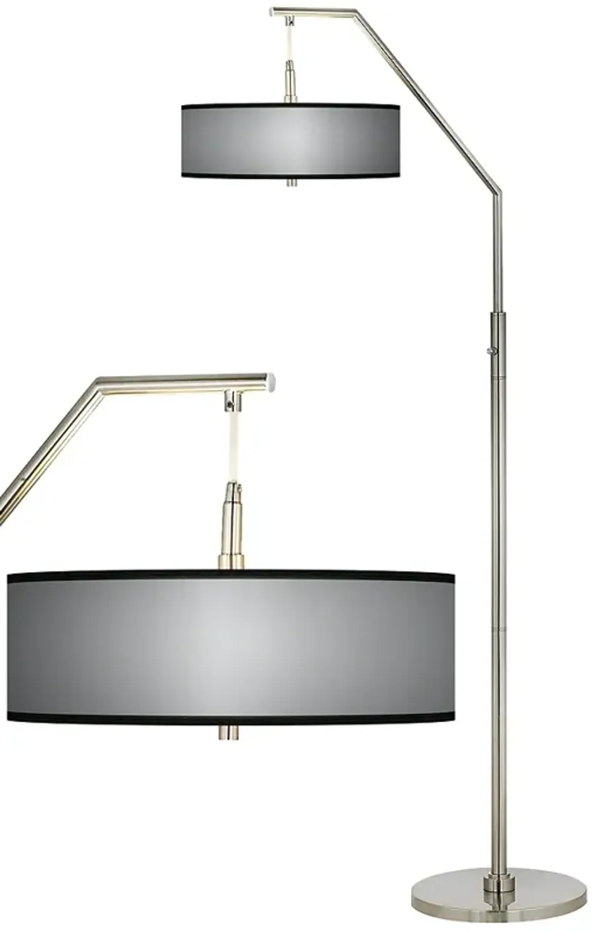 All Silver Giclee Shade Arc Floor Lamp