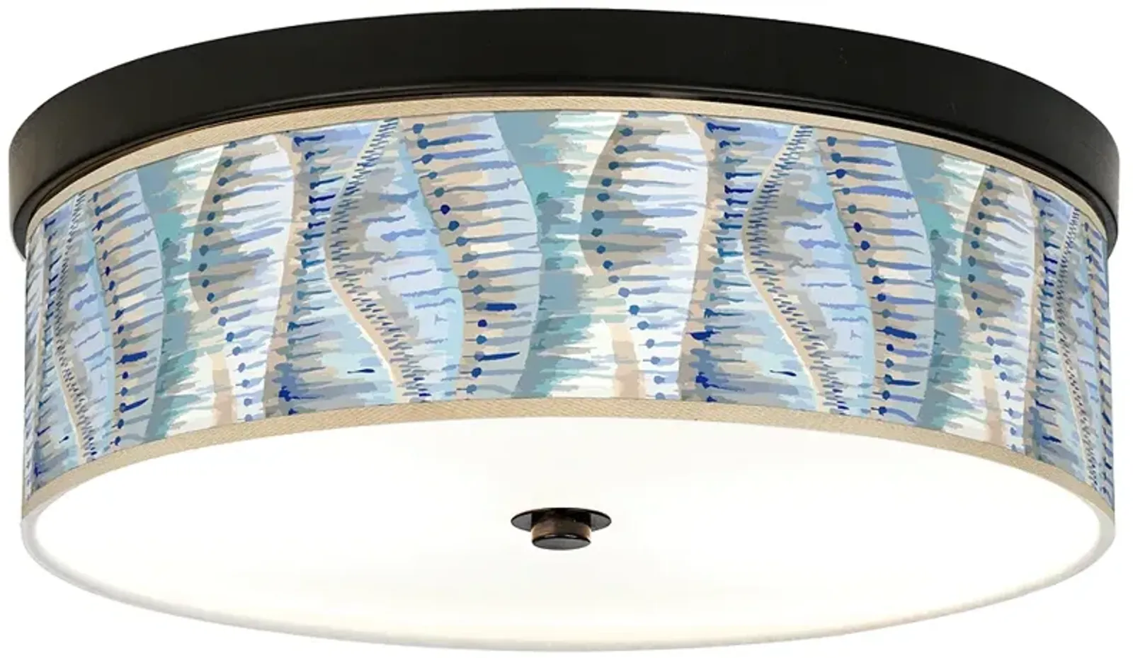 Giclee Gallery Siren Blue Pattern 14" Wide Bronze LED Ceiling Light