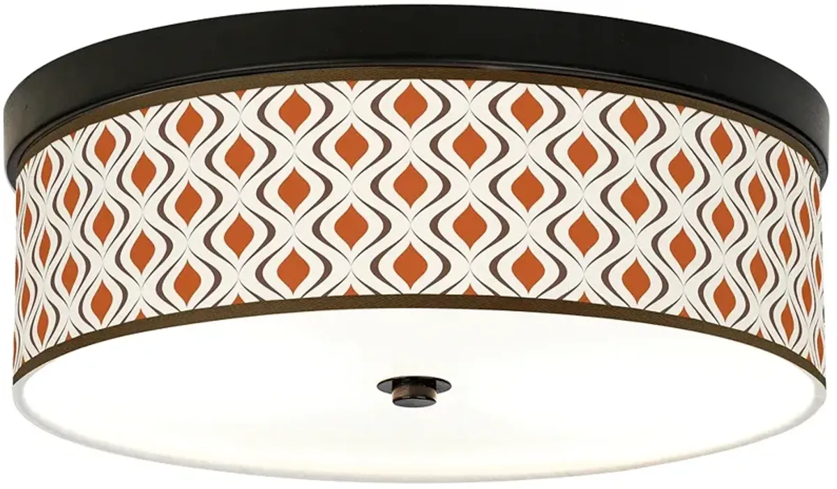Giclee Gallery Retro Lattice Pattern 14" Wide Bronze LED Ceiling Light