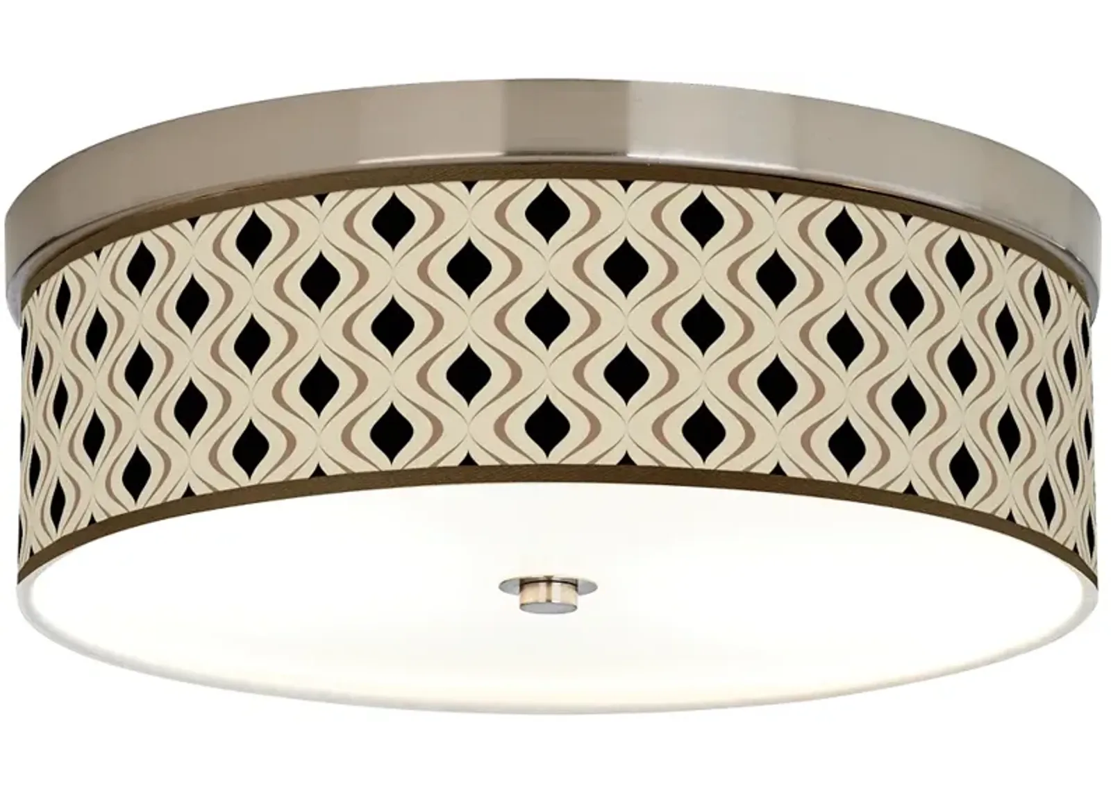 Nickel Finish 14" Wide Ceiling Light with Opaque Shade