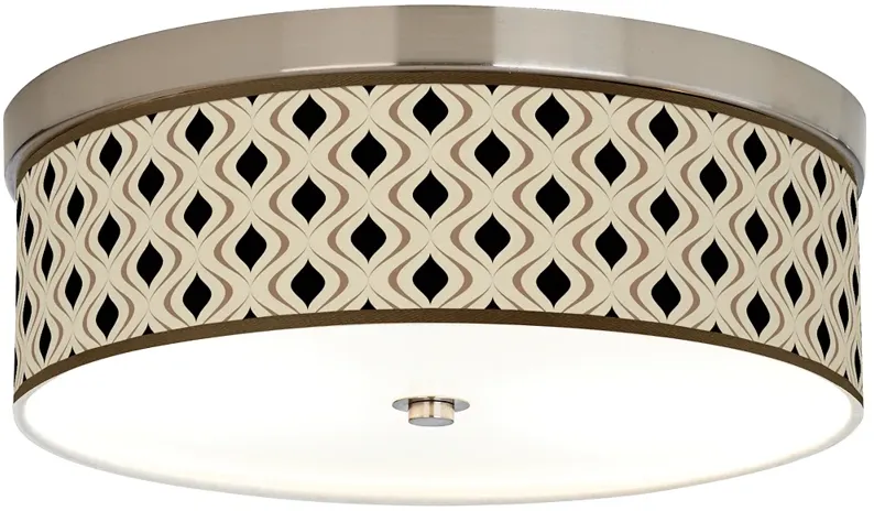 Nickel Finish 14" Wide Ceiling Light with Opaque Shade