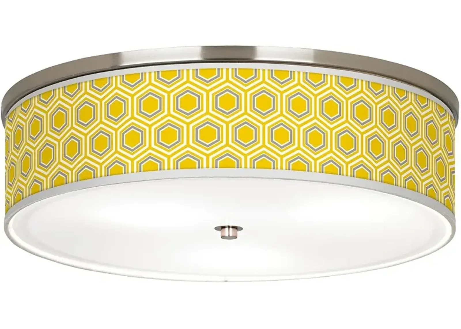 Giclee Gallery 20 1/4" Honeycomb Yellow Shade Nickel Ceiling Light