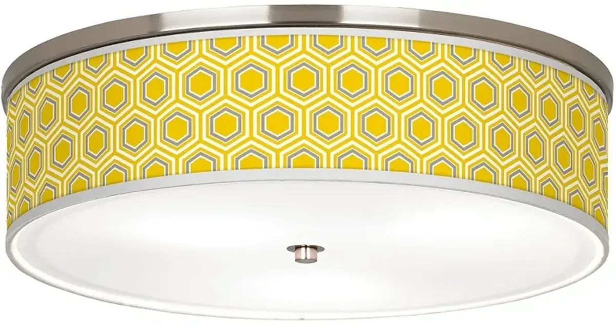 Giclee Gallery 20 1/4" Honeycomb Yellow Shade Nickel Ceiling Light