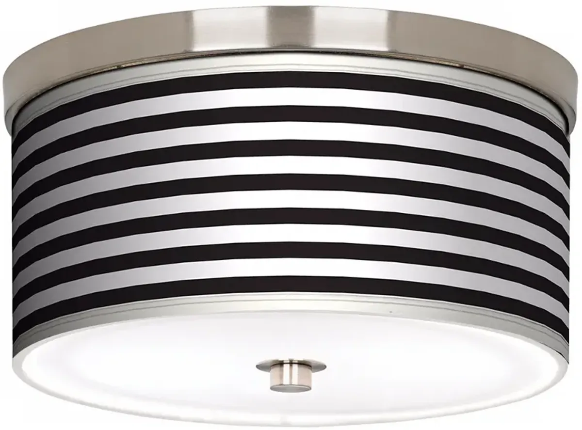 Black Horizontal Stripe Nickel 10 1/4" Wide Ceiling Light