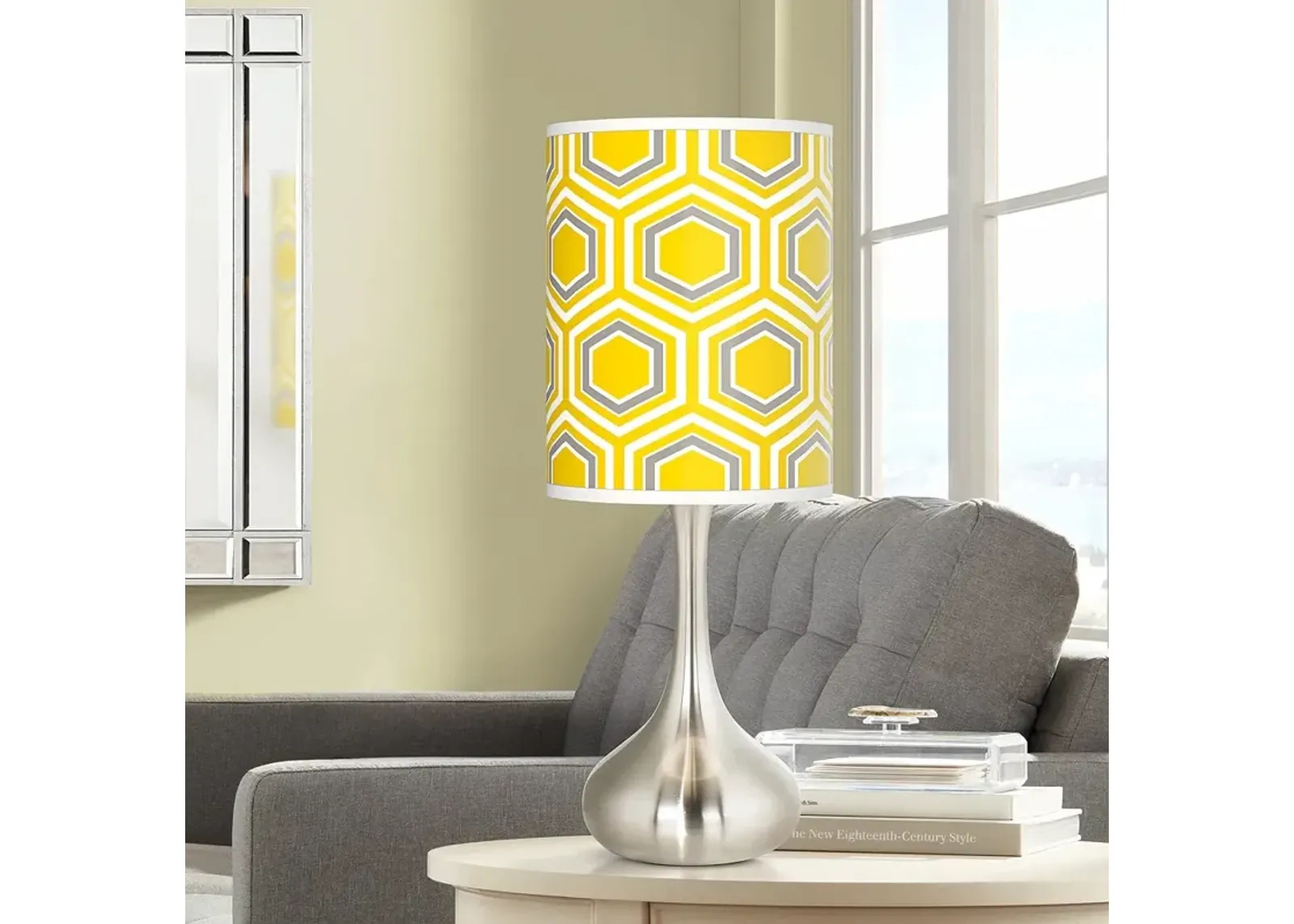 Giclee Glow 23 1/2" Yellow Honeycomb Shade Droplet Modern Table Lamp