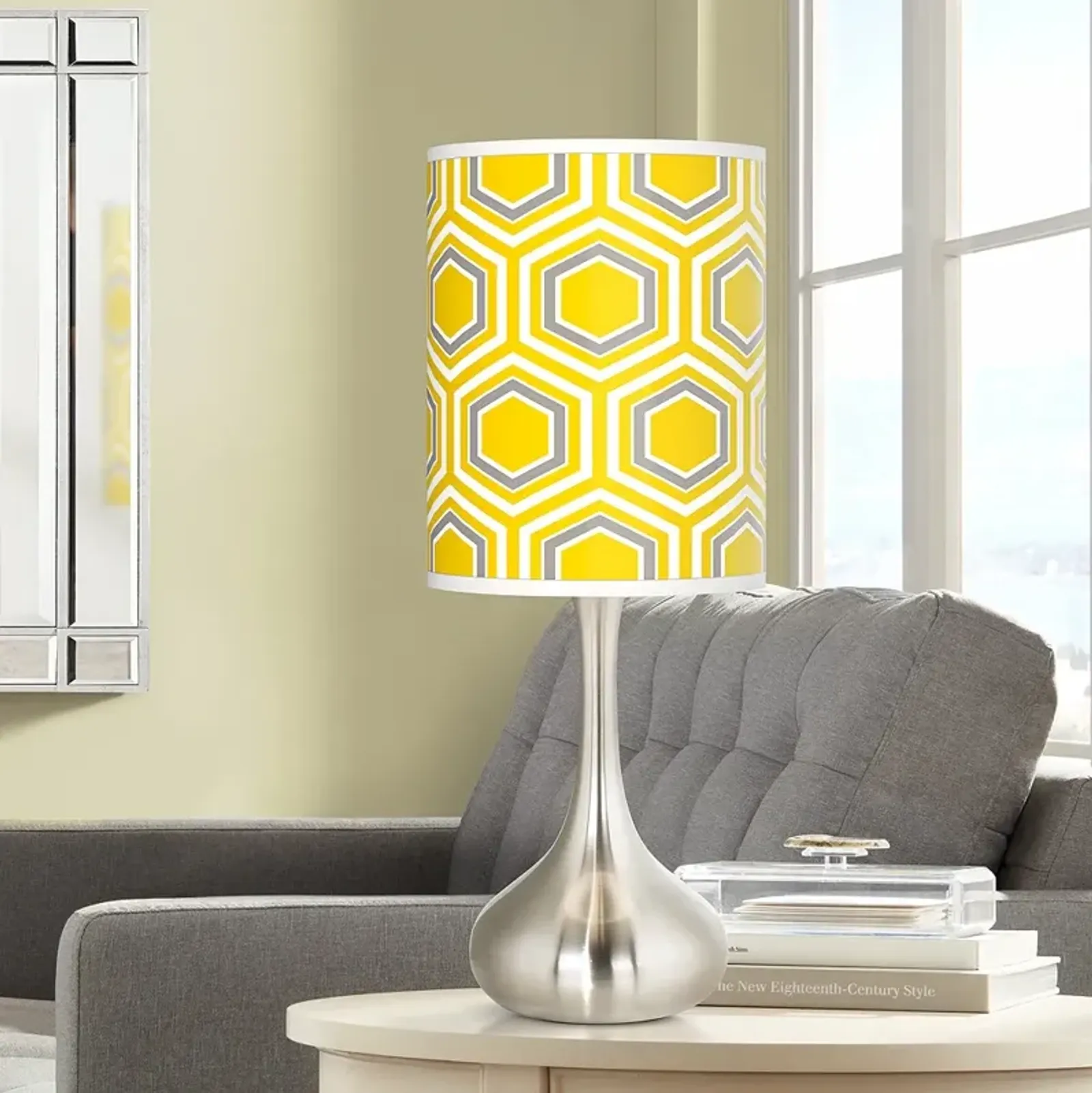 Giclee Glow 23 1/2" Yellow Honeycomb Shade Droplet Modern Table Lamp