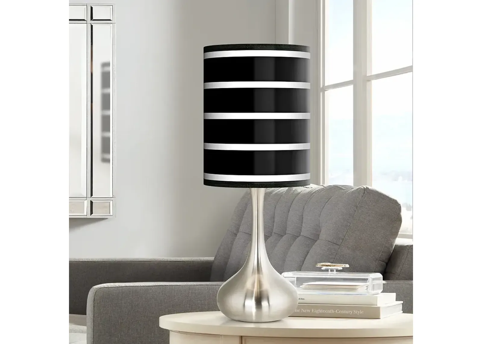 Giclee Glow Droplet 23 1/2" Bold Black Stripe Shade Modern Table Lamp