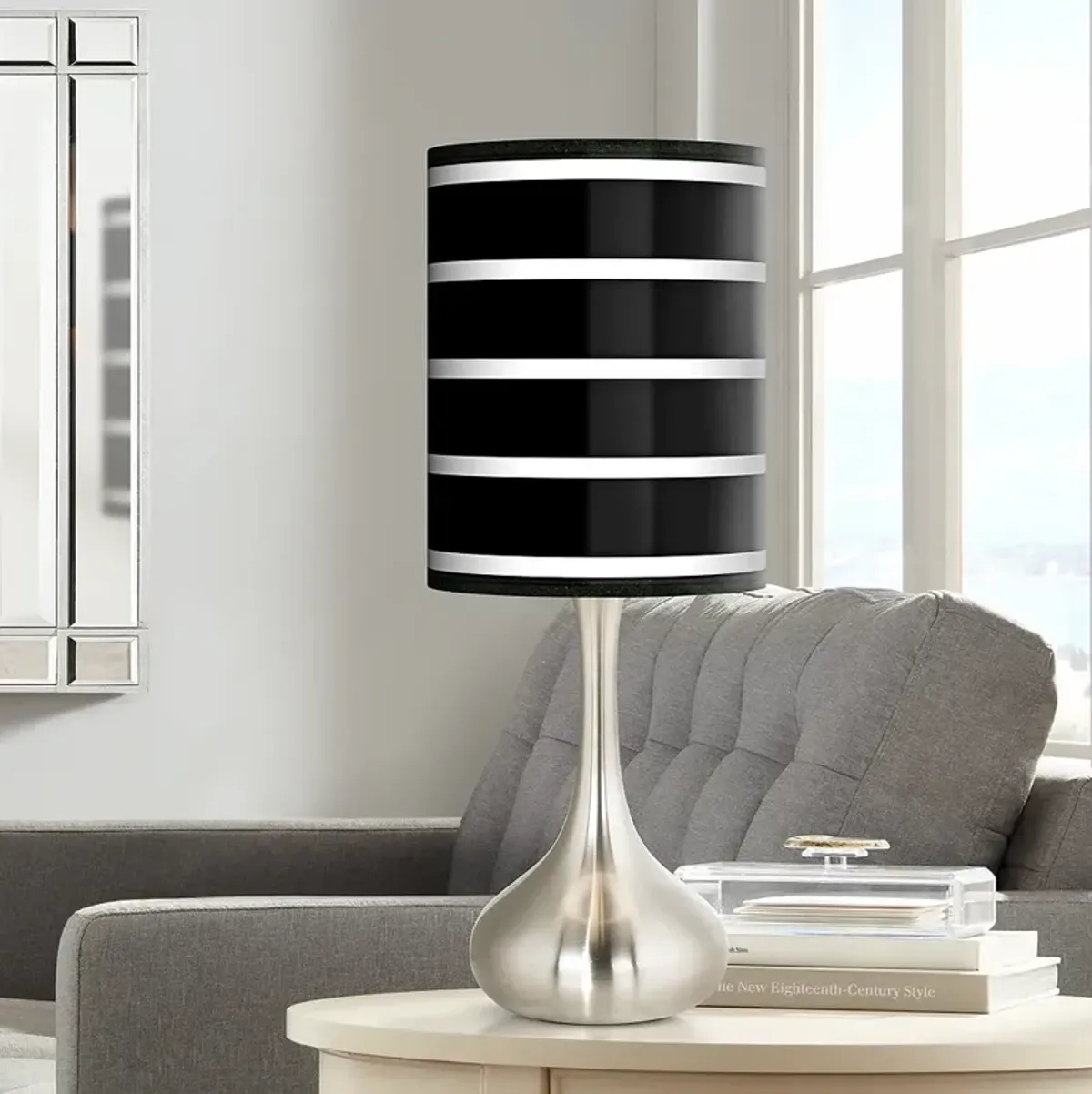 Giclee Glow Droplet 23 1/2" Bold Black Stripe Shade Modern Table Lamp