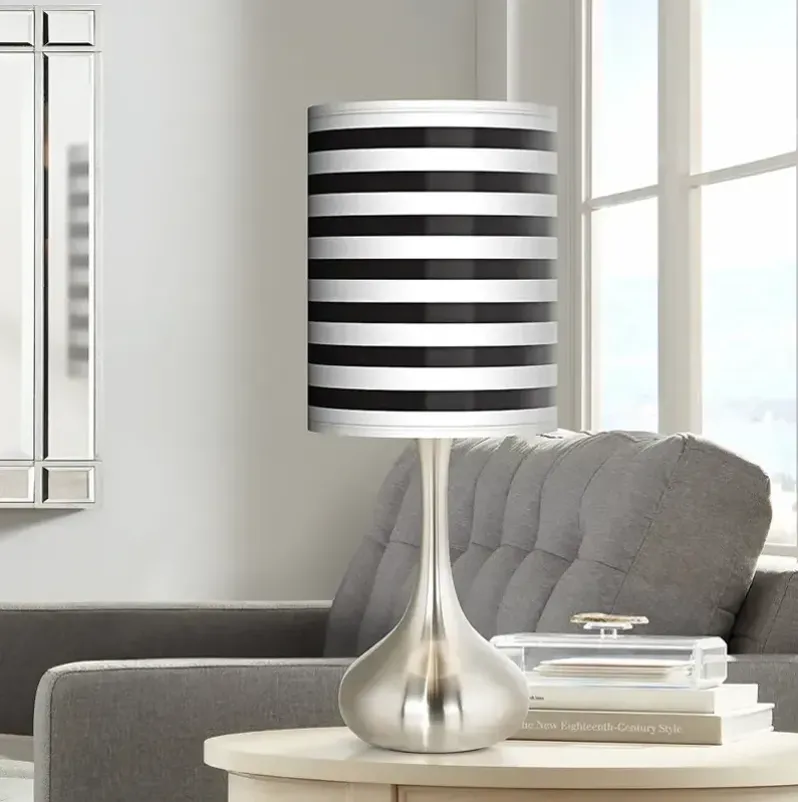 Black Horizontal Stripe Giclee Modern Coastal Droplet Table Lamp