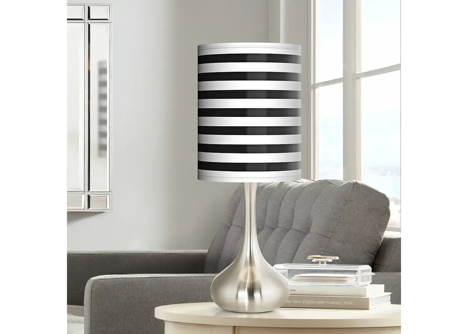 Giclee Glow Droplet 23 1/2" Black Stripe Modern Coastal Table Lamp