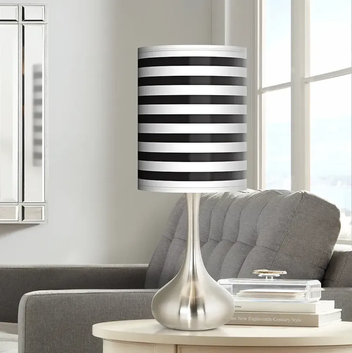 Giclee Glow Droplet 23 1/2" Black Stripe Modern Coastal Table Lamp