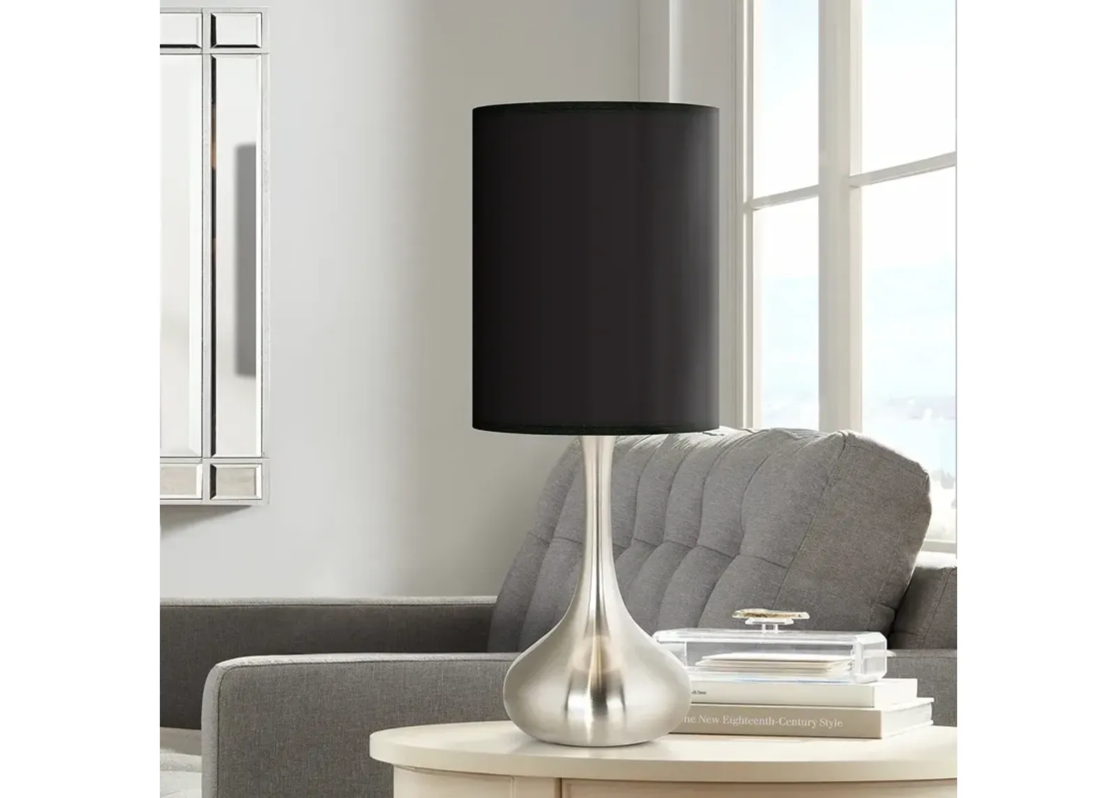 Giclee Glow Droplet 23 1/2" All Black Shade Modern Table Lamp