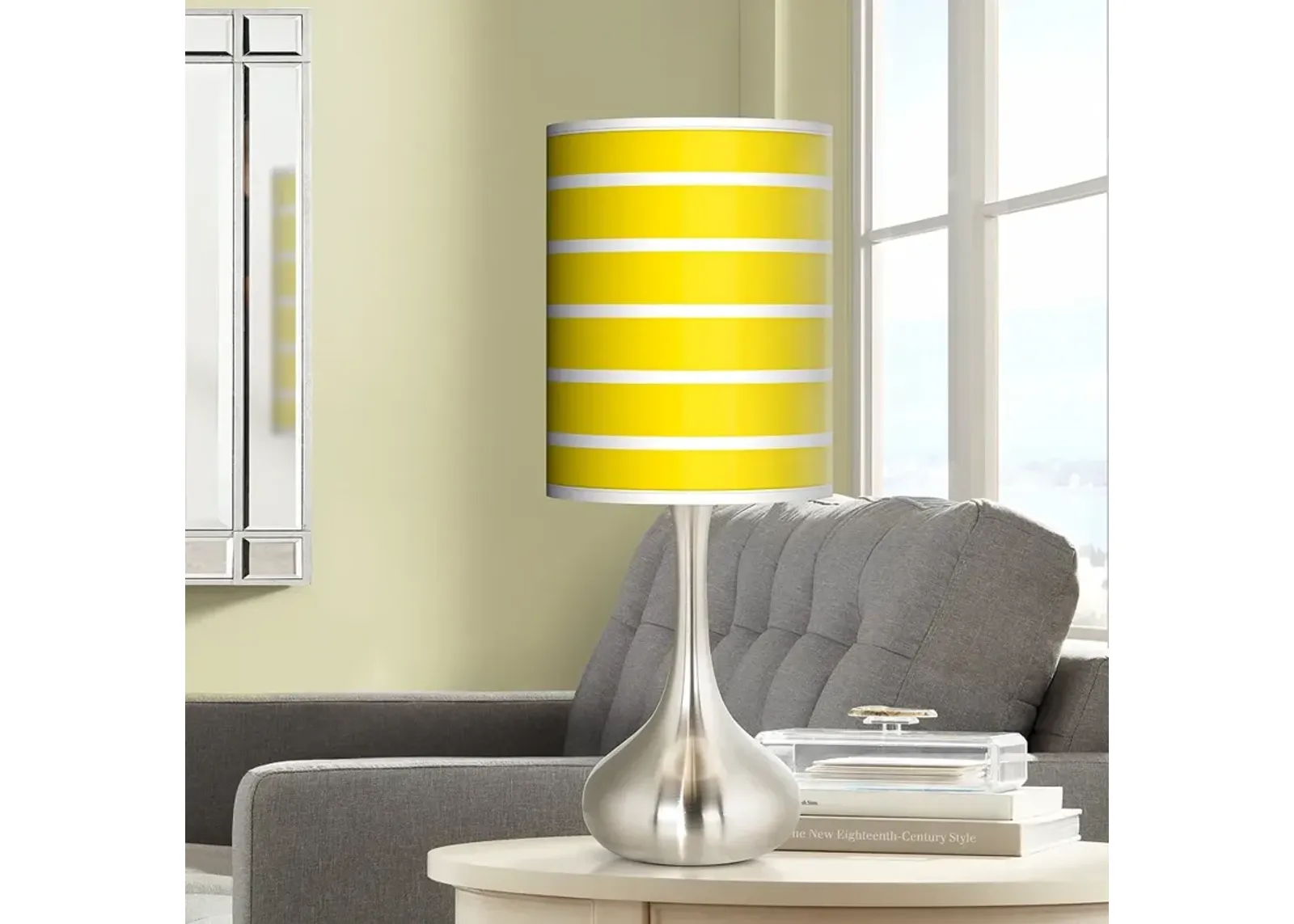 Giclee Glow Droplet 23 1/2" Vivid Yellow Stripes Modern Table Lamp