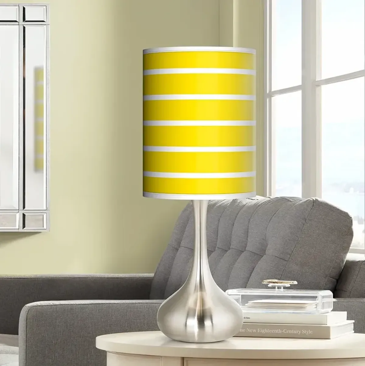 Giclee Glow Droplet 23 1/2" Vivid Yellow Stripes Modern Table Lamp