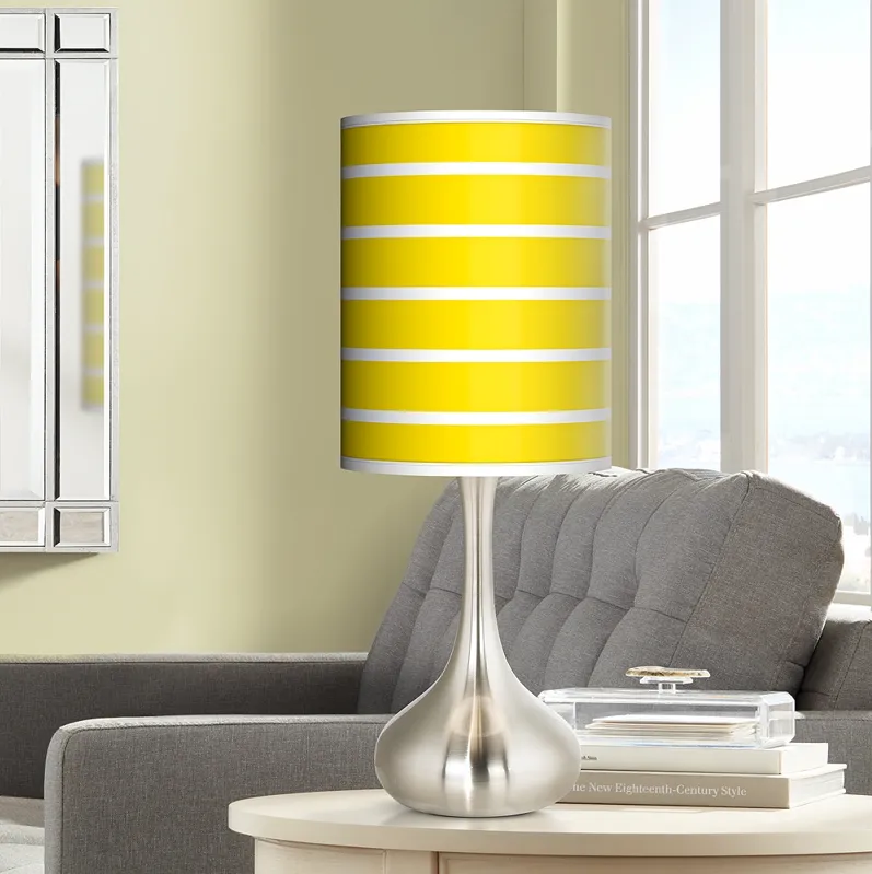 Vivid Yellow Stripes Giclee Shade Modern Droplet Table Lamp