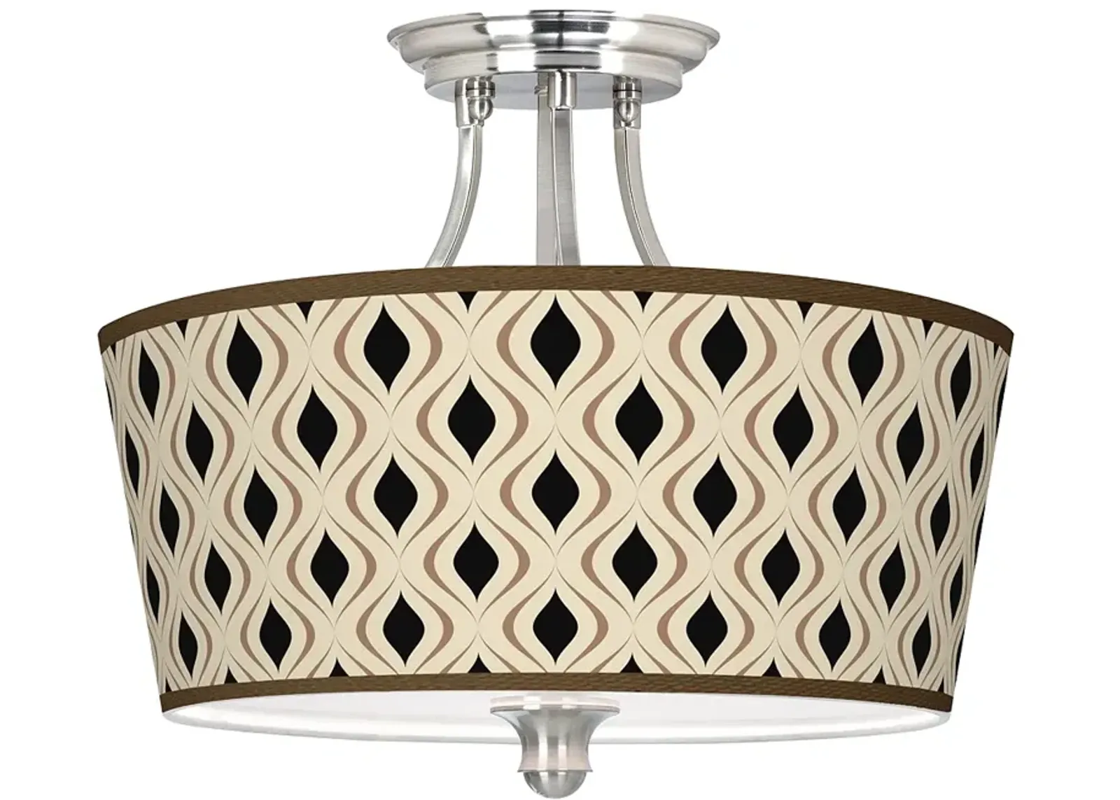 Gray Retro Lattice Tapered Drum Giclee Ceiling Light