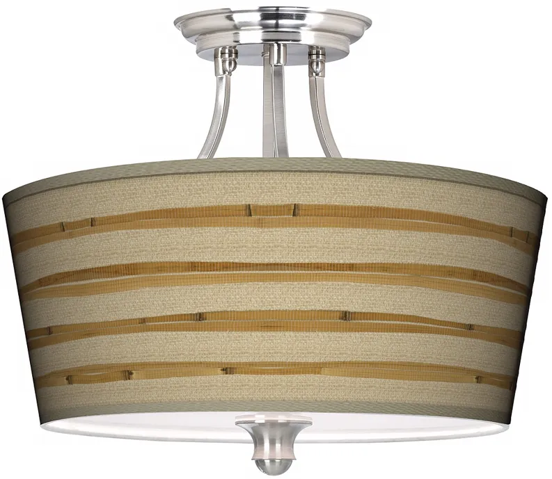 Bamboo Wrap Tapered Drum Giclee Ceiling Light
